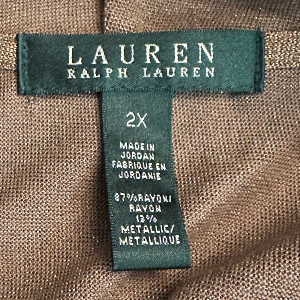 Lauren Ralph Lauren Gold Metallic Draped Open Front Cardigan Plus Size 2X - Picture 8 of 9